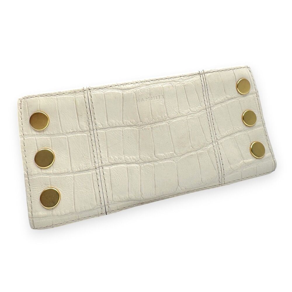 Hammitt 110 North Calla Lily Crocco Warm White Croc Embossed Leather Wallet EUC